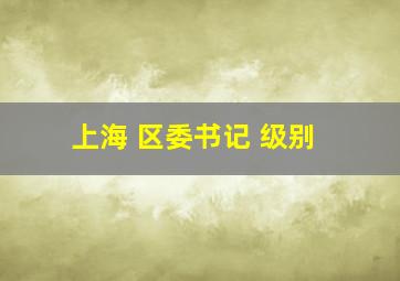 上海 区委书记 级别